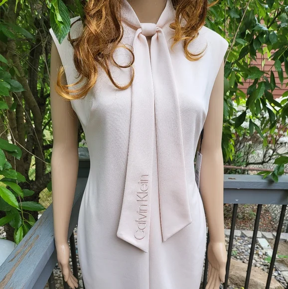 🆕️🌺CALVIN KLEIN🌺 Tie Neck Sheath Dress💃 SIZE:6 - Picture 7 of 15